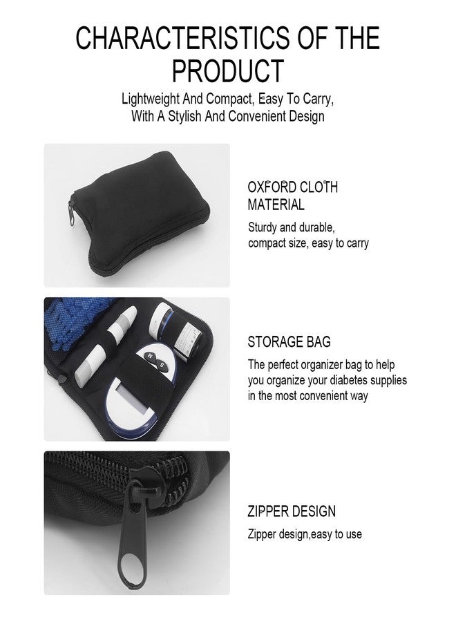 Hooshion Diabetic Supplies Travel Case, Diabetes Testing Kit Case, Diabetic Supply Organizer Bag, Diabetes Travel Case, Blood Glucose Meter Storage Bag - Image 3